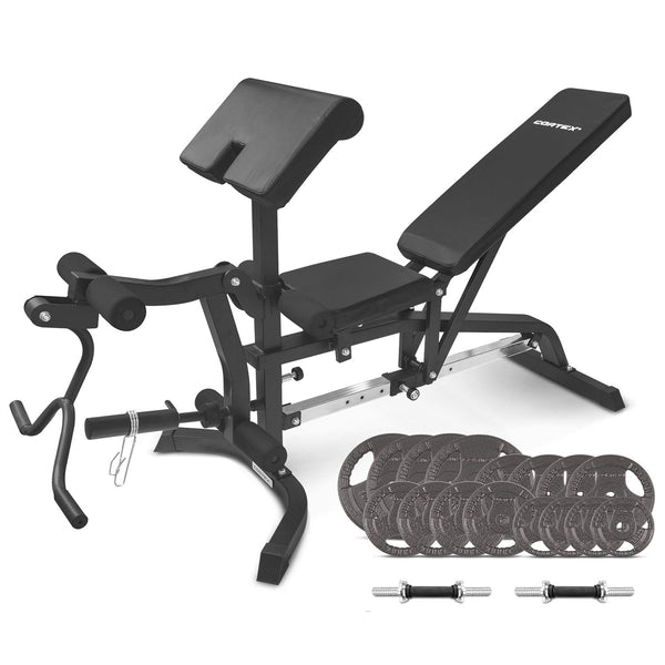 CORTEX BN-11 Exercise FID Bench + 79kg Standard Tri-Grip Weight Plate and Dumbbell Package Cortex