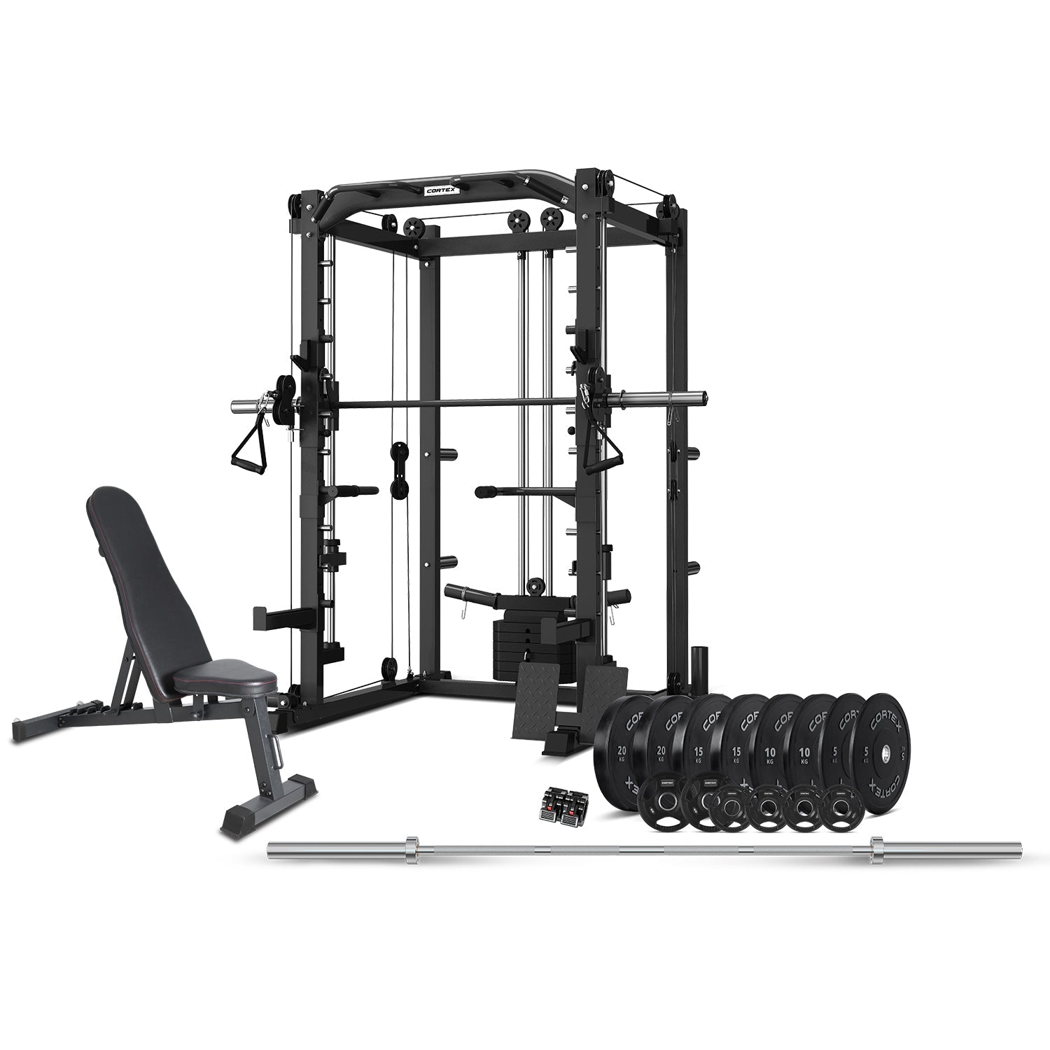 CORTEX SM20 Smith Station with 130kg Olympic Bumper (V2) Weight, Bar and Bench Set Cortex