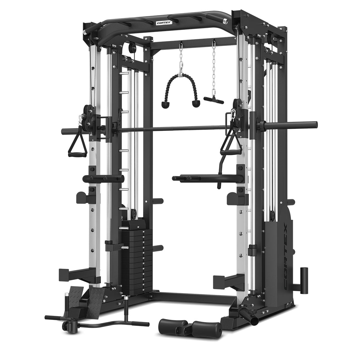 CORTEX SM-25 6-in-1 Power Rack with Smith & Cable Machine + BN6 Bench + 100kg Olympic Weight Plate & Barbell Package Cortex