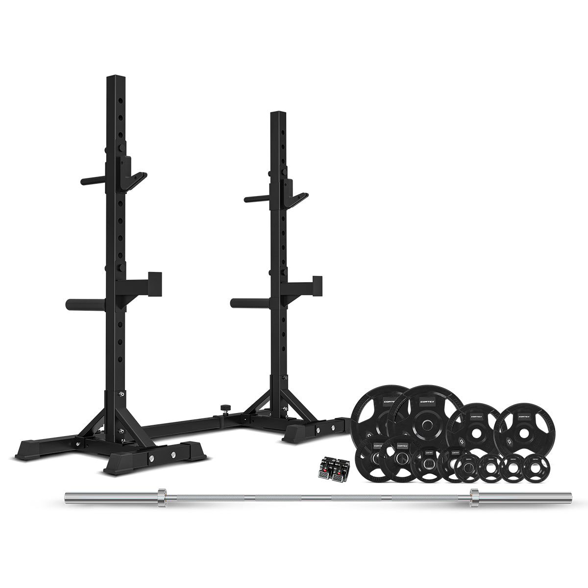 CORTEX SR-10 Squat Rack Package + 100kg Olympic Tri-Grip Weight Plates Package Cortex