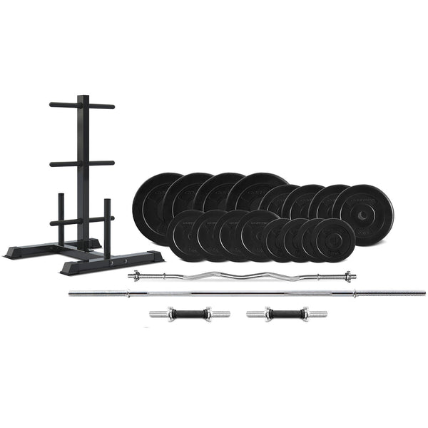 CORTEX 90kg EnduraCast Barbell Weight Set with Weight Tree Cortex