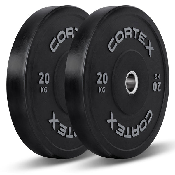 CORTEX 170kg Black Series V2 Rubber Olympic Bumper Plate Set 50mm with SPARTAN205 Barbell Cortex