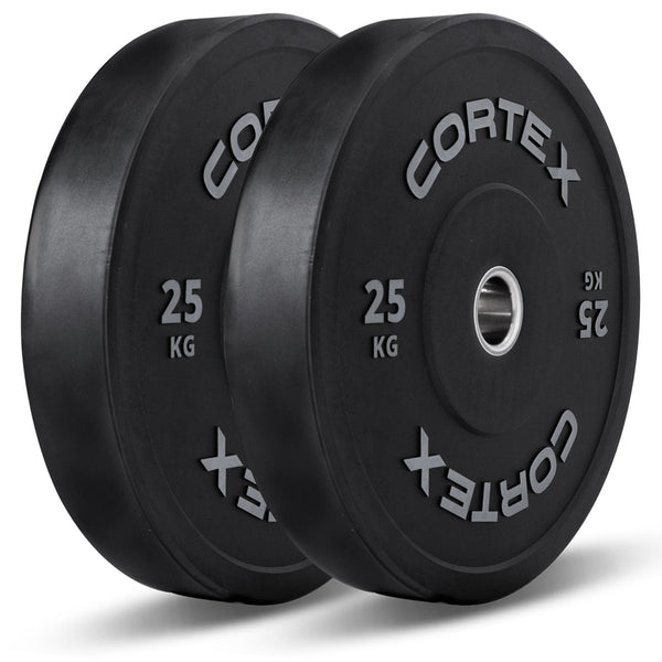 CORTEX 170kg Black Series V2 Rubber Olympic Bumper Plate Set 50mm with SPARTAN205 Barbell Cortex