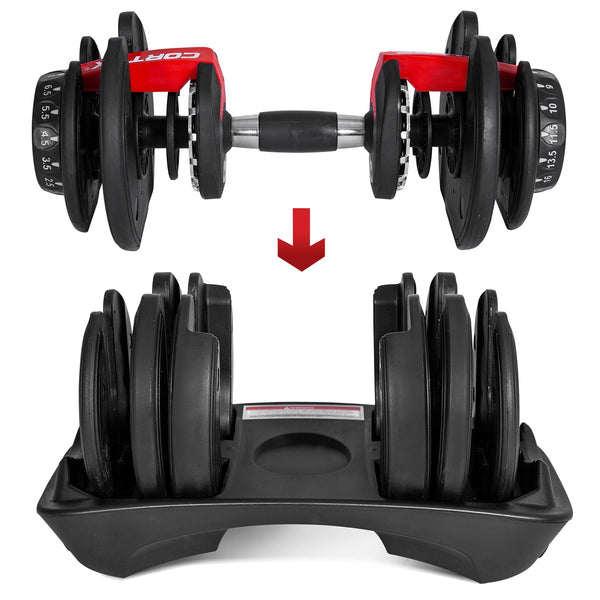 CORTEX 52.5lbs Adjustable Dumbbell Pair with Stand Cortex