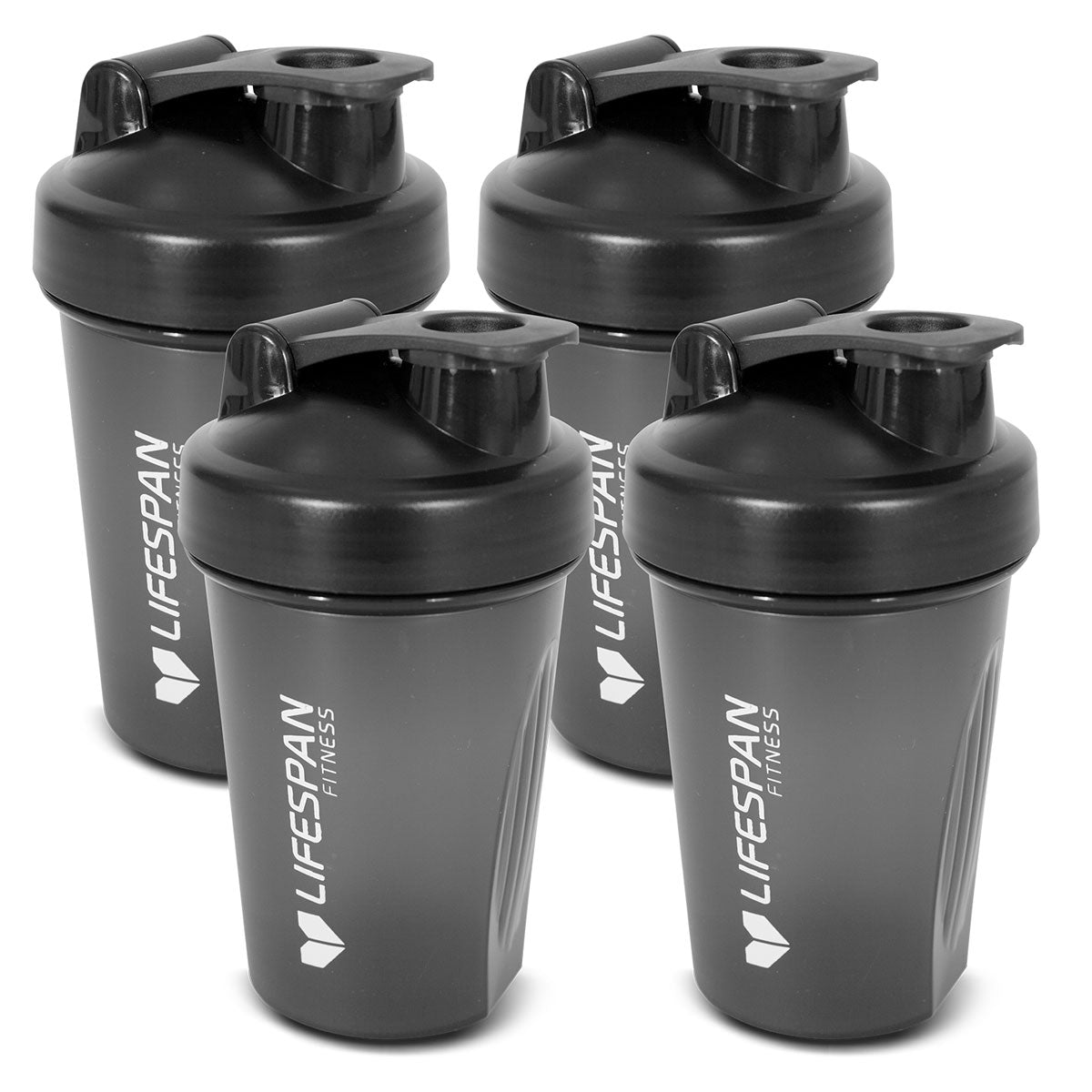 Lifespan Fitness Shaker Bottle 500ml in Black (Pack of 4) Lifespan