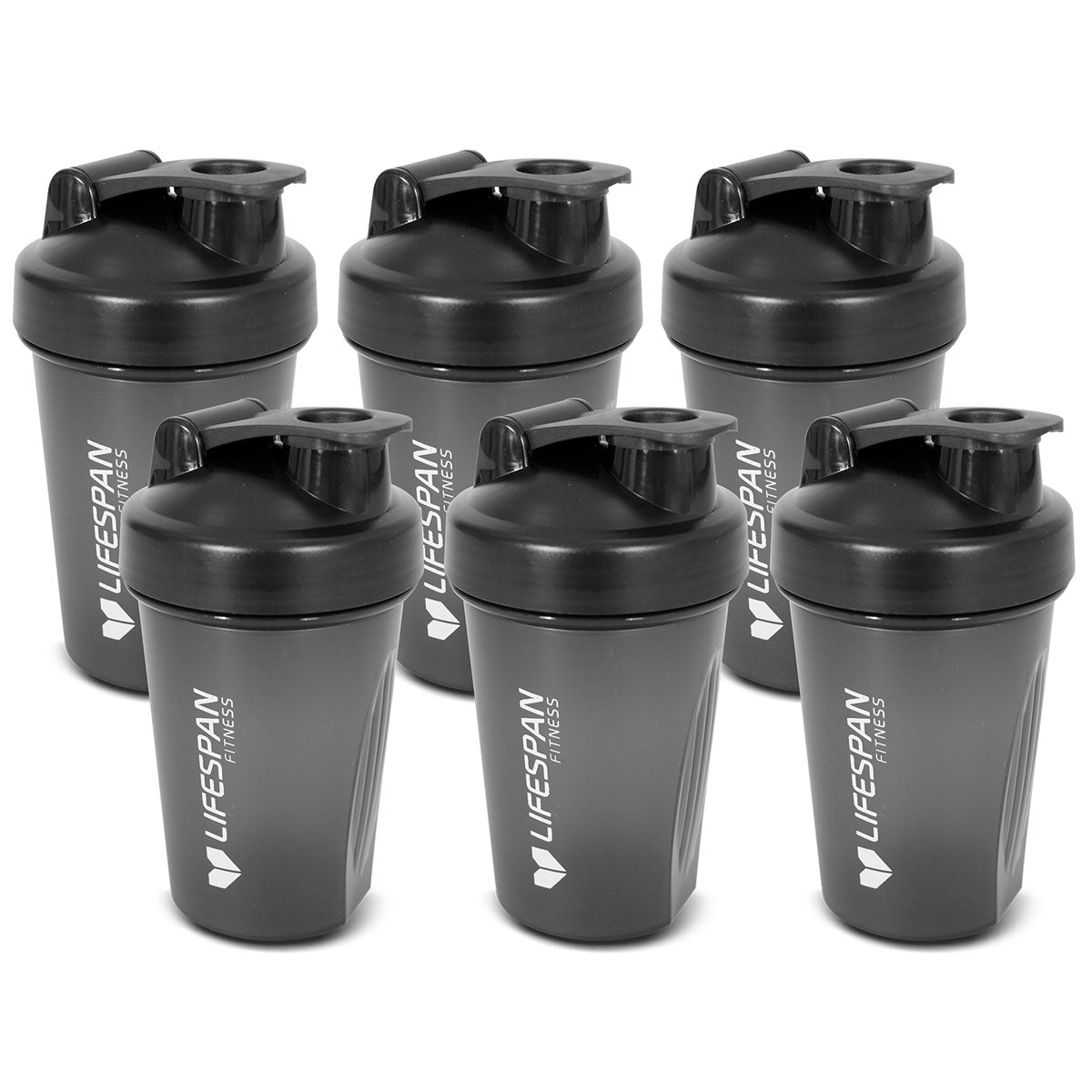 Lifespan Fitness Shaker Bottle 500ml in Black (Pack of 6) Lifespan
