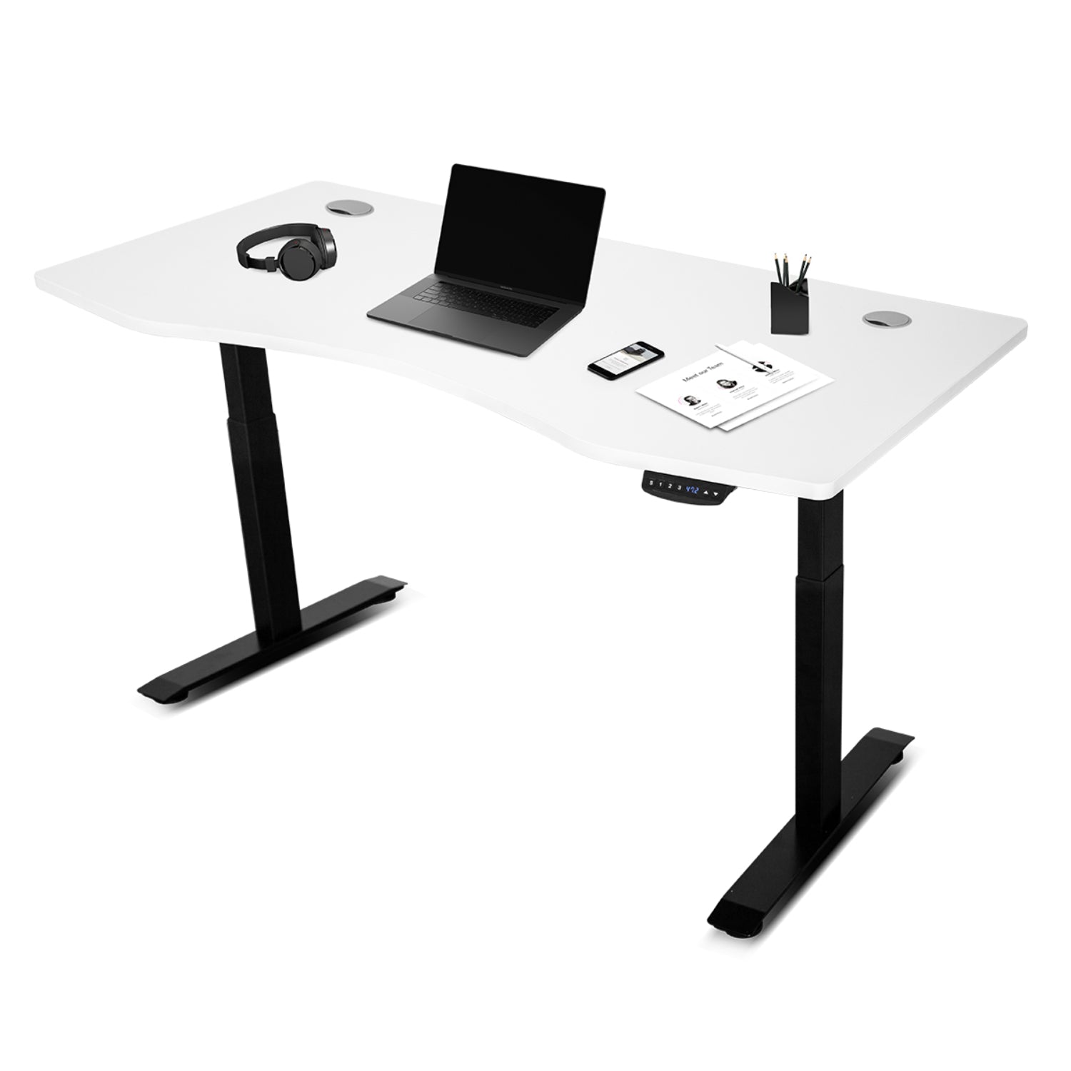 Lifespan Fitness ErgoDesk AUTO Series Automatic Standing Desk 150cm in White & Black Lifespan