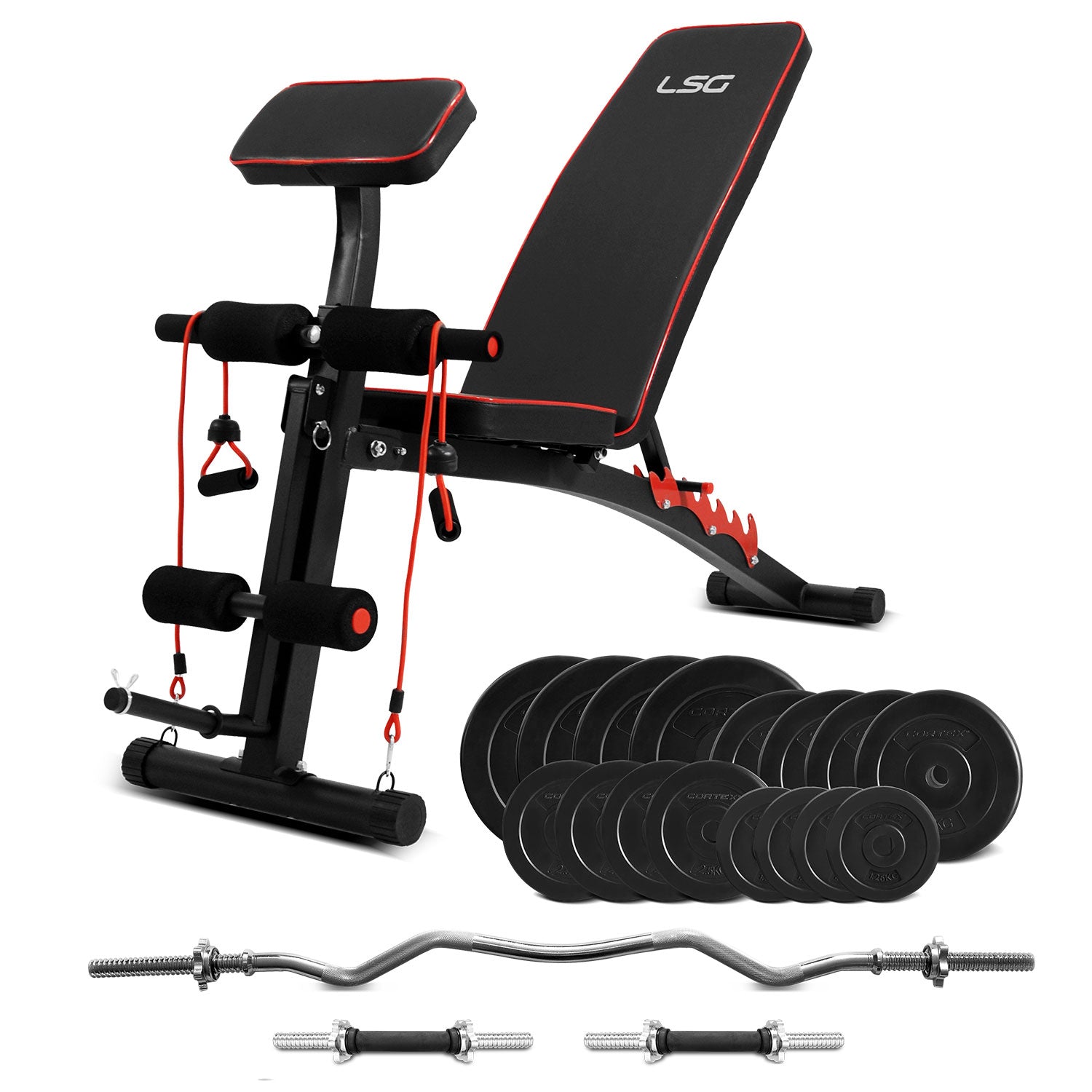 LSG GBN007 FID Bench with 84kg Weight and Bar set lsg