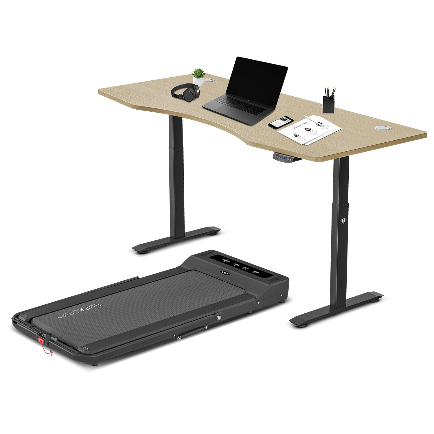 LSG Nimbus Walking Pad Treadmill + ErgoDesk Automatic Standing Desk 1800mm (Oak) lsg