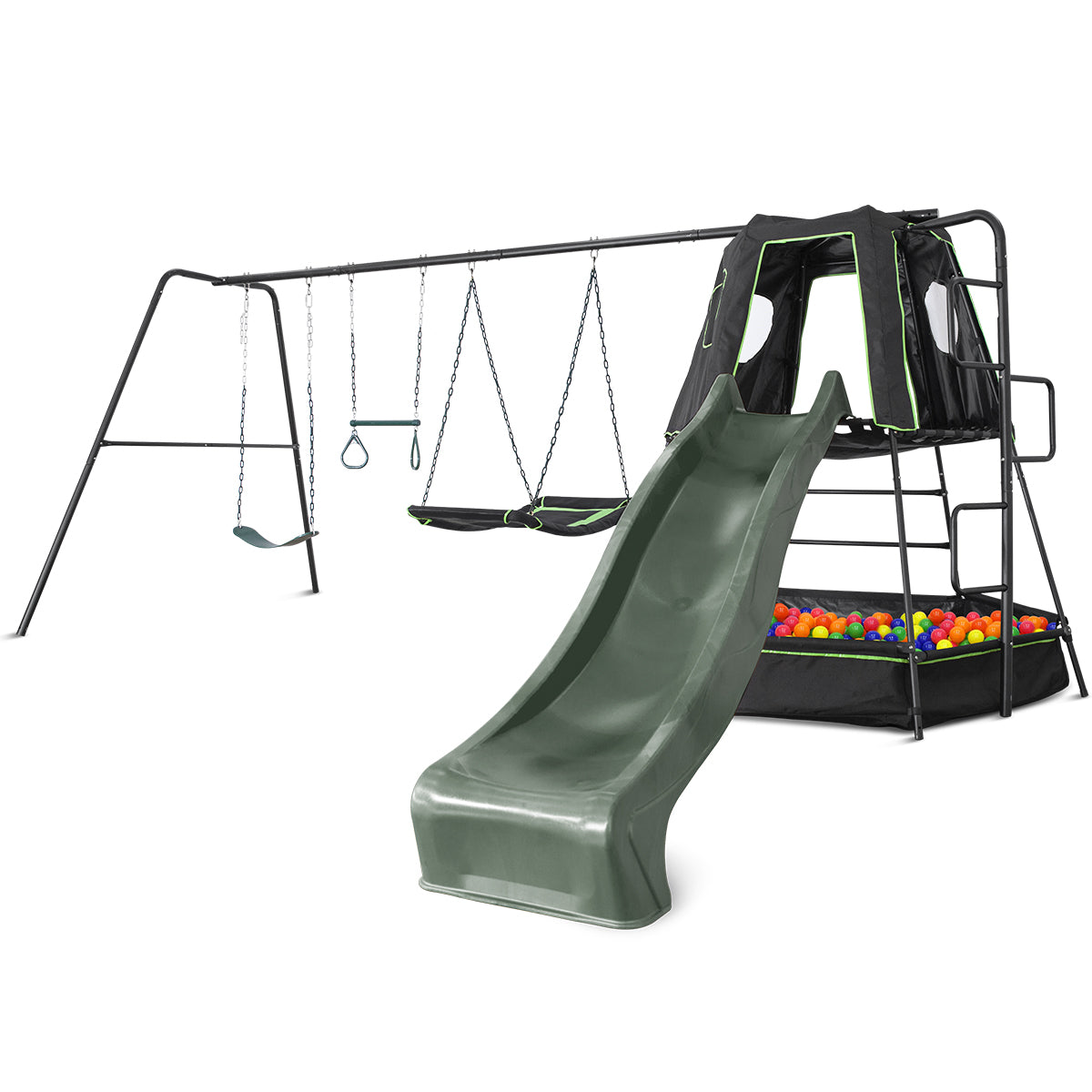 Lifespan Kids Pallas Play Tower with Metal Swing Set in Green Slide Lifespan
