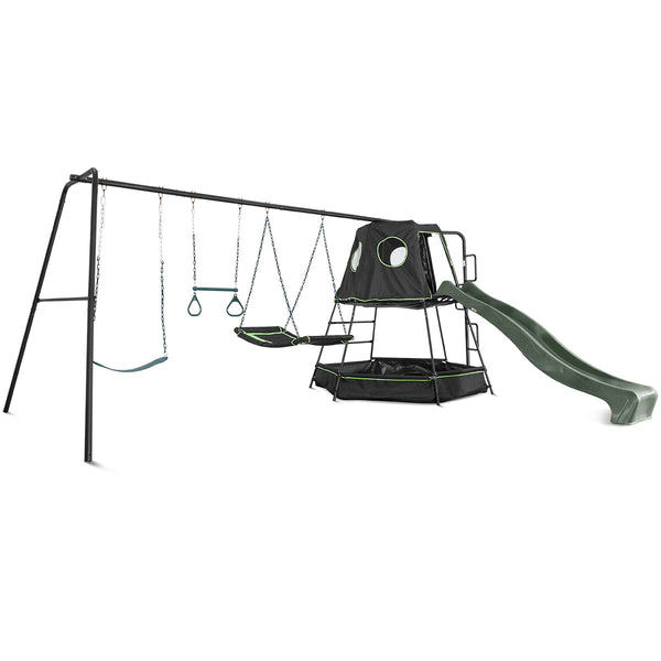Lifespan Kids Pallas Play Tower with Metal Swing Set in Green Slide Lifespan