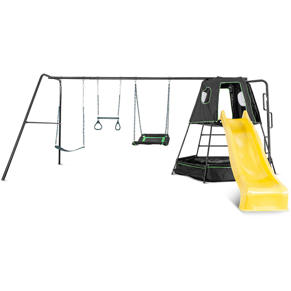 Lifespan Kids Pallas Play Tower with Metal Swing Set in Yellow Slide Lifespan