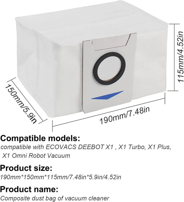 6 X Auto Empty Station Dust Bags For Ecovacs Deebot X1 Omni Series Robots Does not apply
