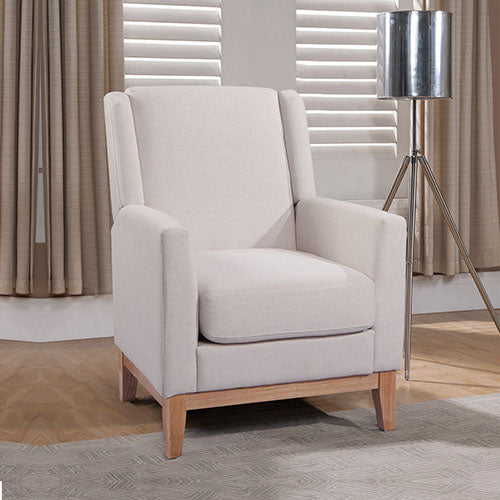 Armchair in Beige Colour Lounge Accent Chair Upholstered Fabric with Wooden leg freeshipping - Awezingly