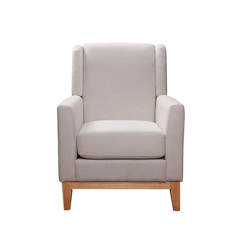 Armchair in Beige Colour Lounge Accent Chair Upholstered Fabric with Wooden leg freeshipping - Awezingly
