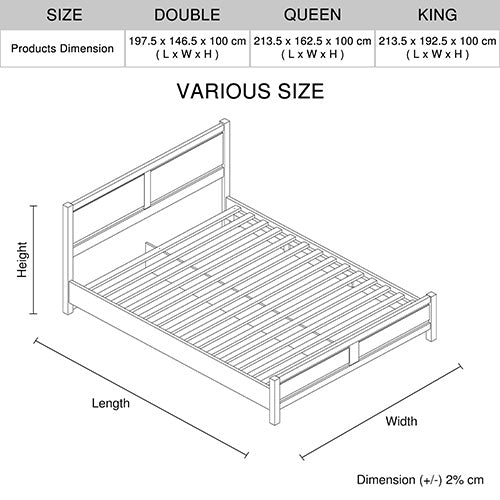 King Size Bed Frame Natural Wood like MDF in Oak Colour Does not apply