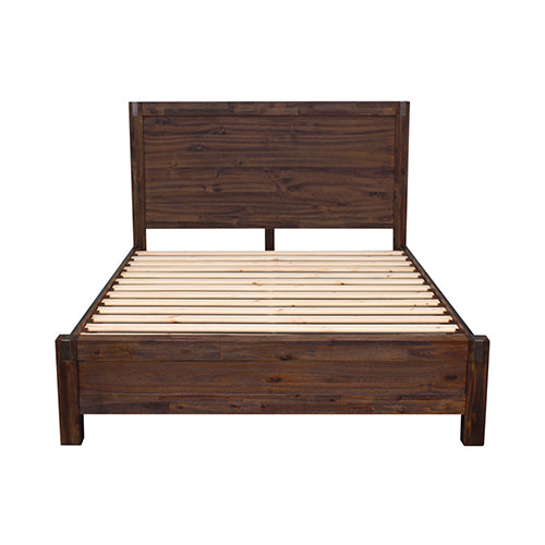 Bed Frame Double Size in Solid Wood Veneered Acacia Bedroom Timber Slat in Chocolate Artiss