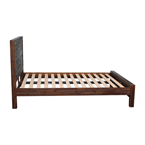 Bed Frame Double Size in Solid Wood Veneered Acacia Bedroom Timber Slat in Chocolate Artiss