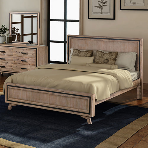 Queen Size Silver Brush Bed Frame in Acacia Wood Construction Artiss
