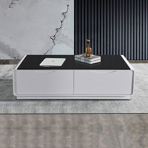 Coffee Table High Gloss Finish MDF Black & White Colour with 2 Drawers Storage freeshipping - Awezingly