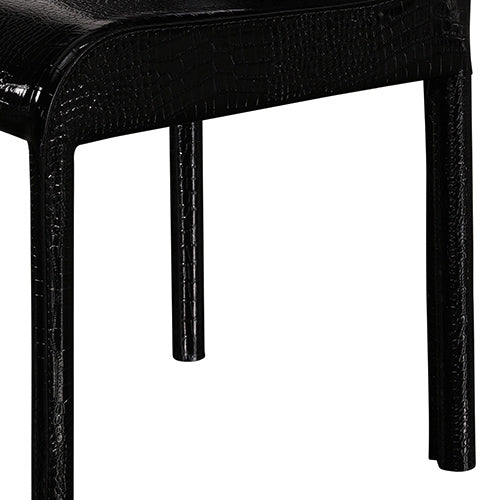 2x Steel Frame Black Leatherette Medium High Backrest Dining Chairs with Wooden legs freeshipping - Awezingly