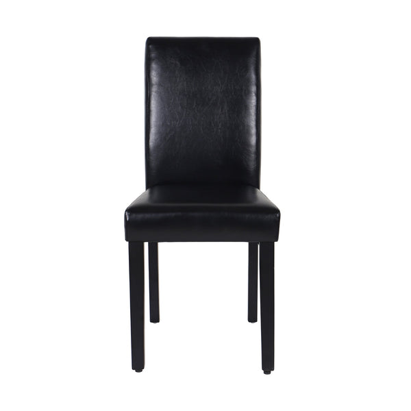 2x Wooden Frame Black Leatherette Dining Chairs with Solid Pine Legs Does not apply