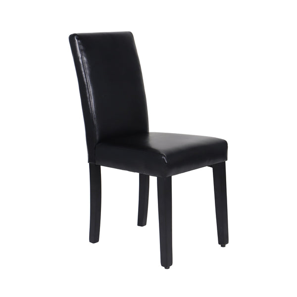 2x Wooden Frame Black Leatherette Dining Chairs with Solid Pine Legs Does not apply