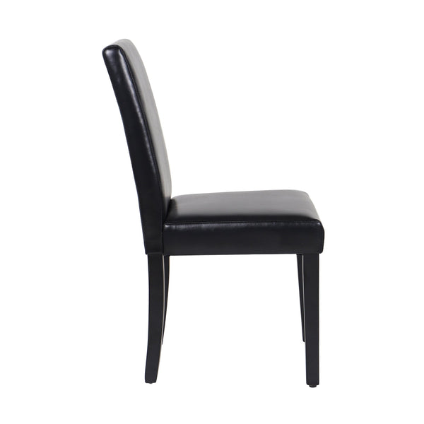 2x Wooden Frame Black Leatherette Dining Chairs with Solid Pine Legs Does not apply