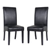 2x Wooden Frame Black Leatherette Dining Chairs with Solid Pine Legs