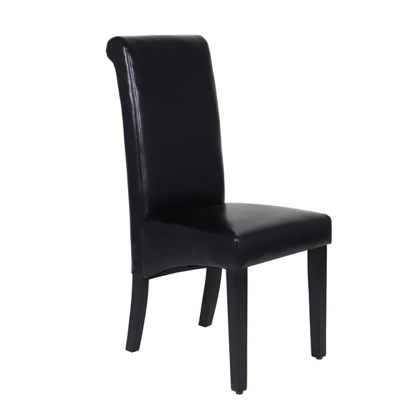 2x Wooden Frame Black Leatherette Dining Chairs with Solid Pine Legs Does not apply