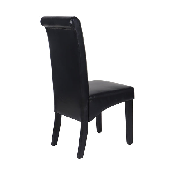 2x Wooden Frame Black Leatherette Dining Chairs with Solid Pine Legs Does not apply