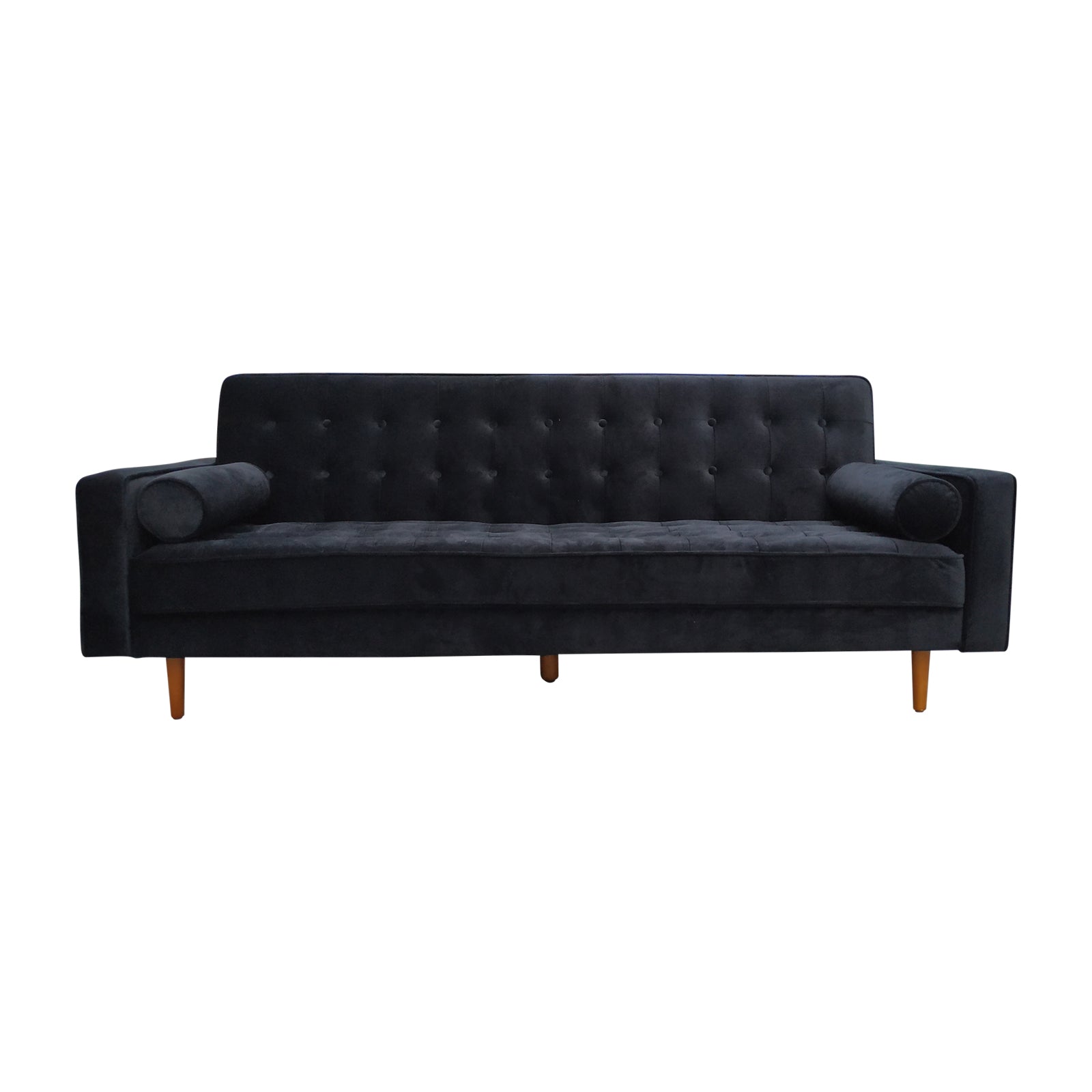 Sofa Bed 3 Seater Button Tufted Lounge Set for Living Room Couch in Velvet Black Colour Does not apply