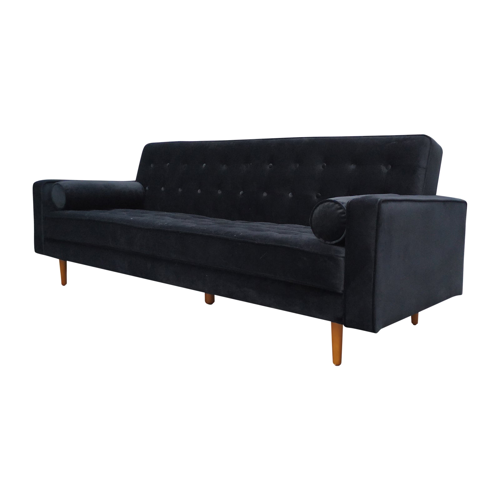 Sofa Bed 3 Seater Button Tufted Lounge Set for Living Room Couch in Velvet Black Colour Does not apply