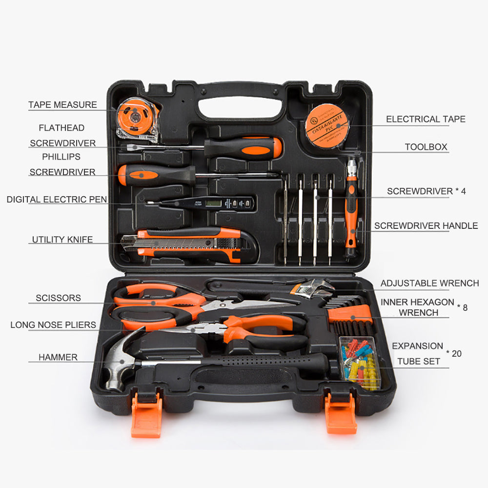 45 Pcs Household Hand Tools Set Hand Tool Kit for Home Office Car Repair Tools Does not apply