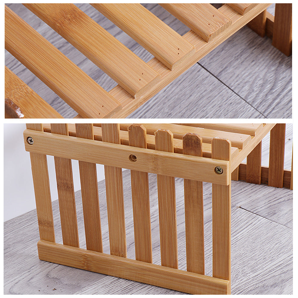 2 Tier Bamboo Plant Stand Shelves Flower Pot Rack Garden Indoor Outdoor Patio Does not apply
