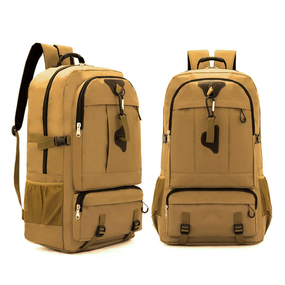 60L Travel Boarding Backpack Outdoor Trekking Luggage Hiking Camping Rucksack Large Capacity Storage Backpack(Khaki) Does not apply