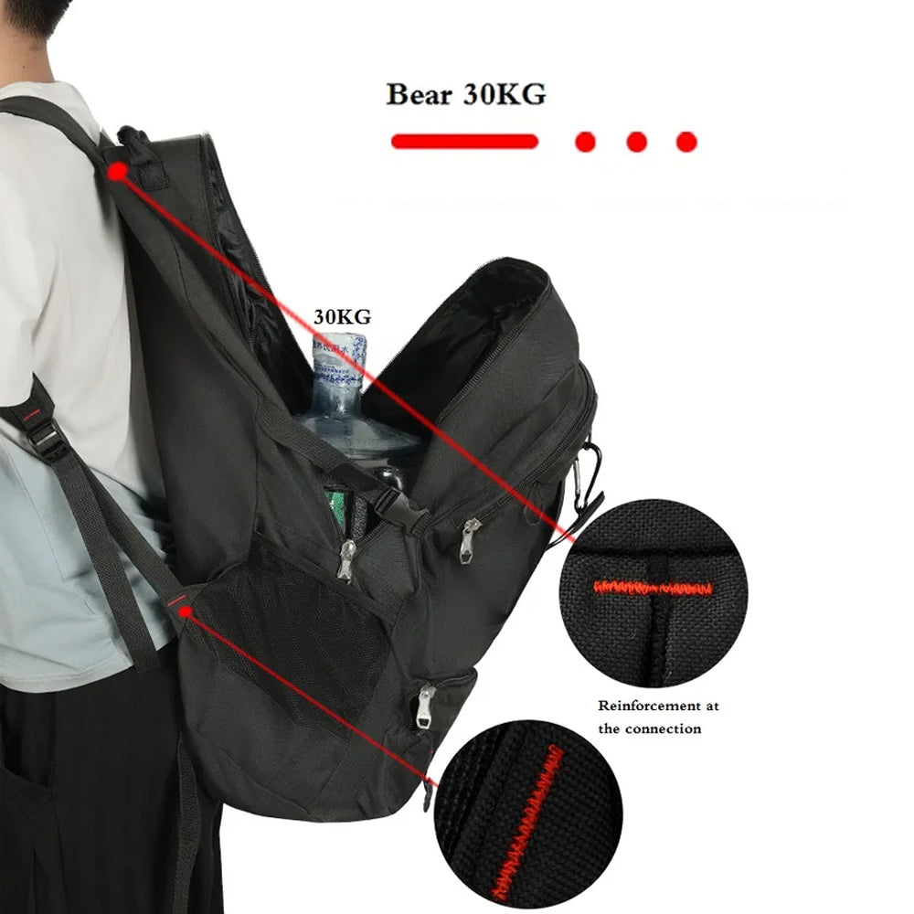 60L Travel Boarding Backpack Outdoor Trekking Luggage Hiking Camping Rucksack Large Capacity Storage Backpack(Khaki) Does not apply