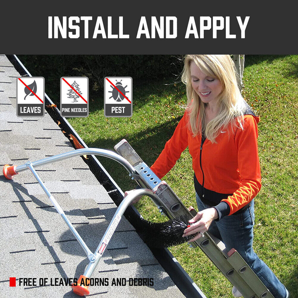 98x10cm 24Pc Gutter Brush Roof Leaf Guard Heavy Duty Twigs Filter Home Garden Does not apply