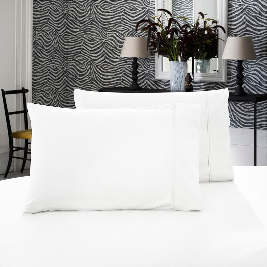 1000TC Premium Ultra Soft Queen size Pillowcases 2-Pack - White Does not apply