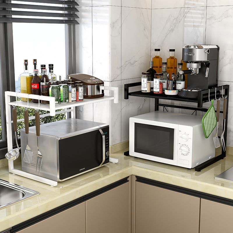 Adjustable Microwave Oven Storage Shelf Black Does not apply