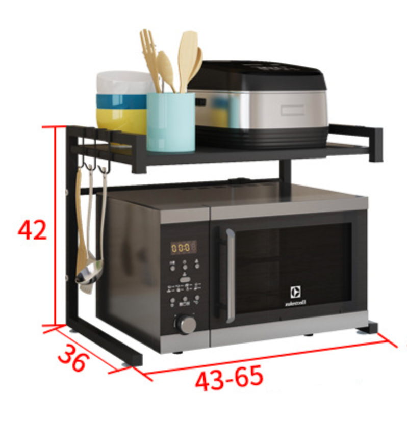 Adjustable Microwave Oven Storage Shelf Black Does not apply