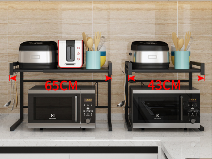 Adjustable Microwave Oven Storage Shelf Black Does not apply