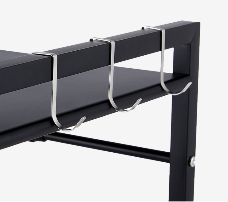 Adjustable Microwave Oven Storage Shelf Black Does not apply