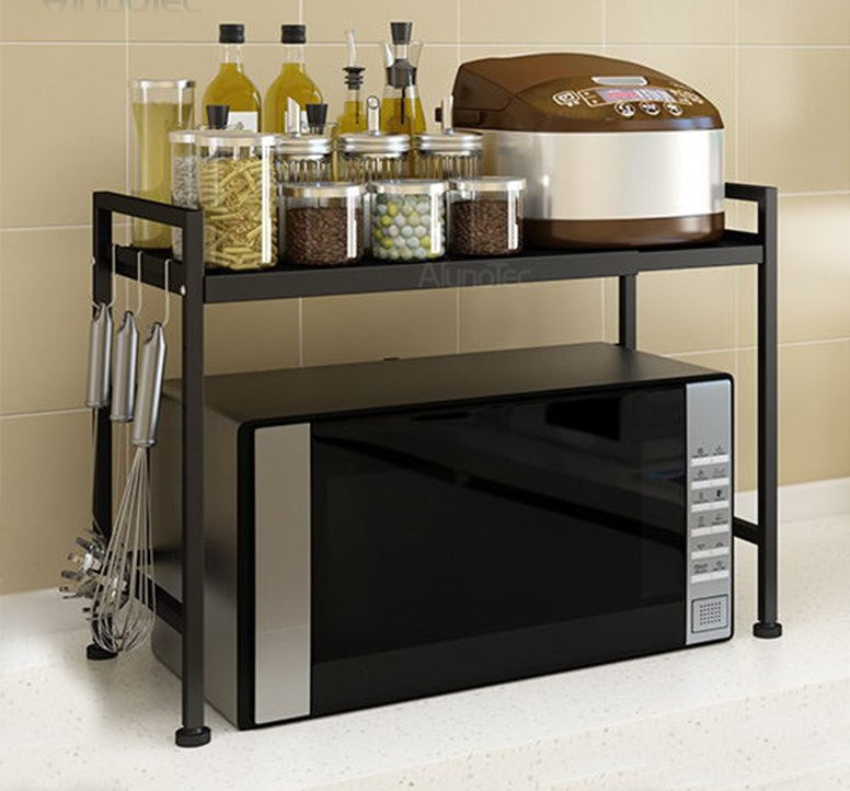 Adjustable Width & Height Microwave Shelf Black Does not apply