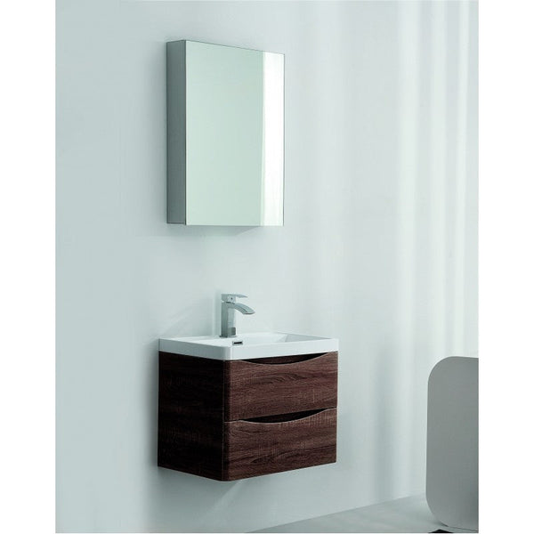 Ancona wall hung bathroom vanity 600mm Rose wood Does not apply