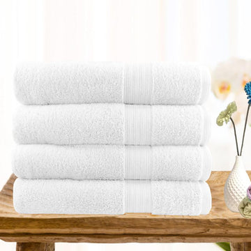 4 piece ultra light cotton bath towels in white Does not apply