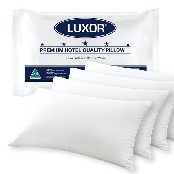 Luxor Australian Made Hotel Quality Pillow Standard Size Four Pack Luxor