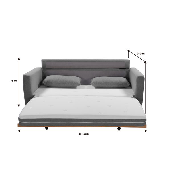 SHASA 2 Seater Pull-out Sofa bed Grey celadon Does not apply