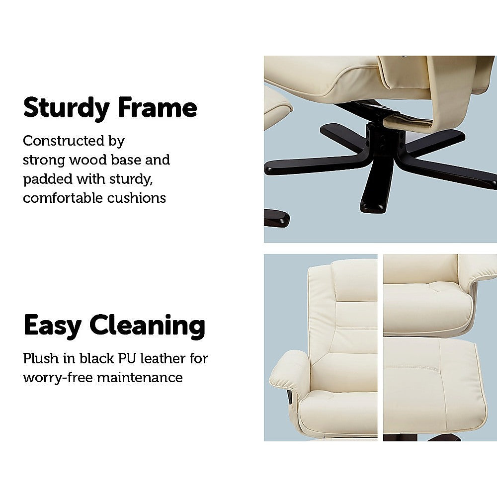 PU Leather Massage Chair Recliner Ottoman Lounge Remote Does not apply