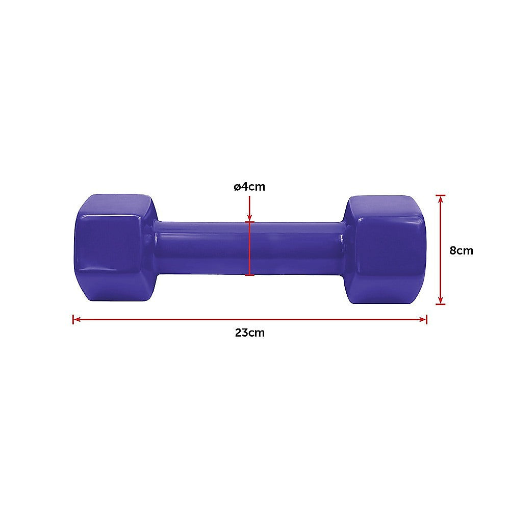 2kg Dumbbells Pair PVC Hand Weights Rubber Coated Does not apply